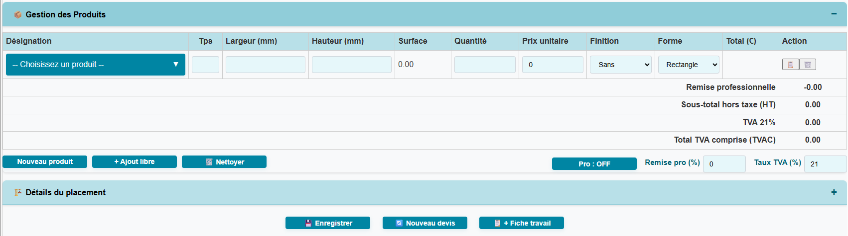 Produits et devis Vitrex