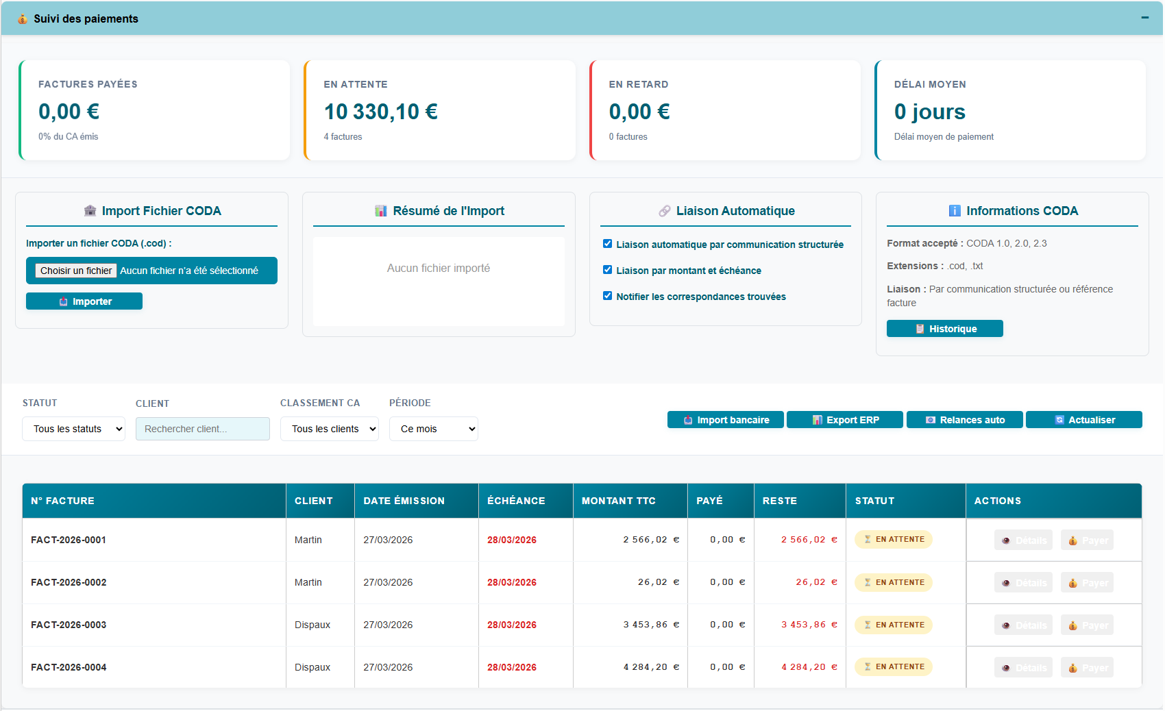Suivi des paiements Vitrex